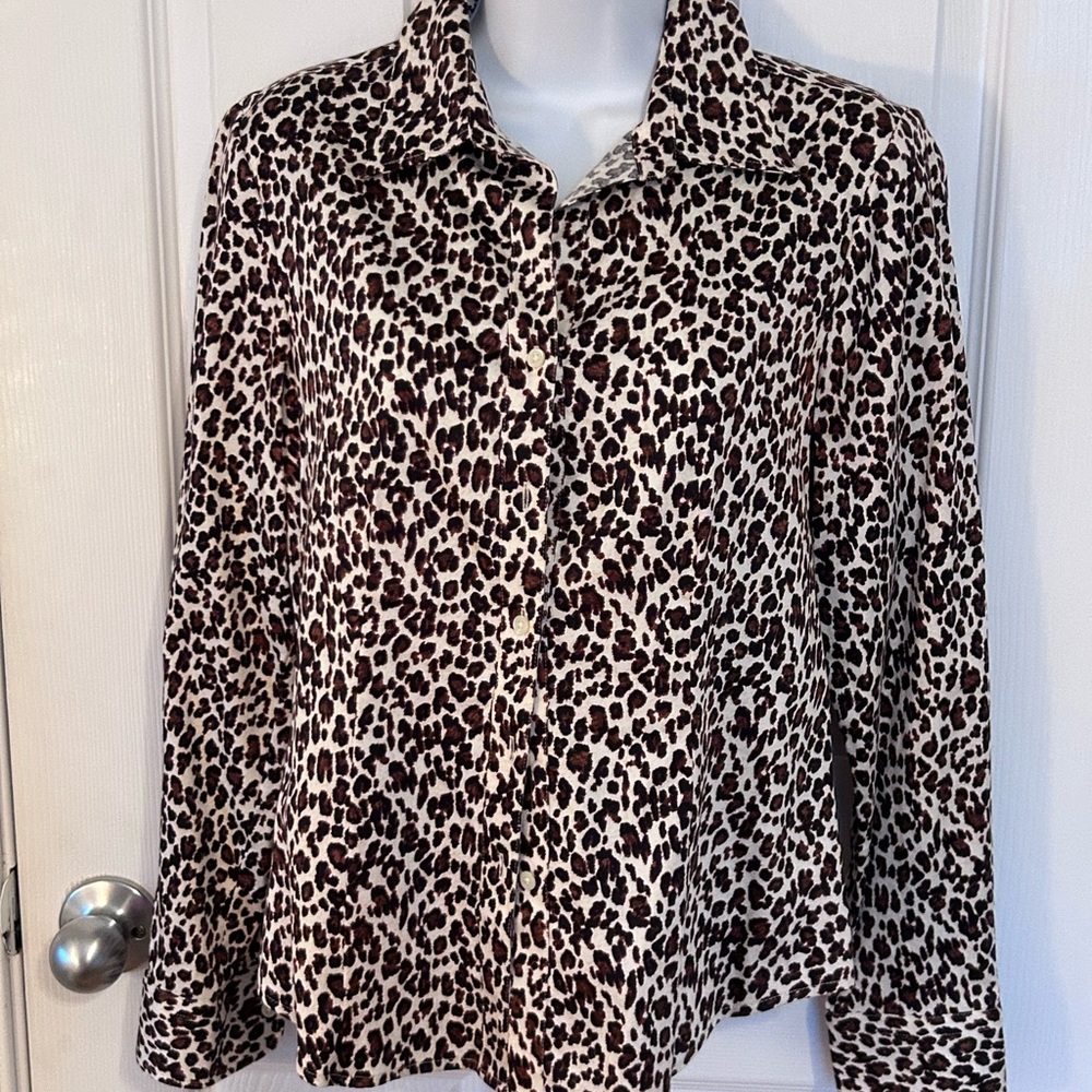 Talbots Animal Print Button Down Shirt